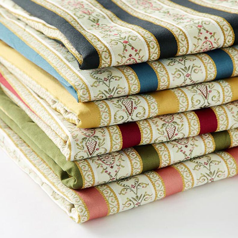 Biedermeier Stripes Jacquard Furnishing Fabric – cream/yellow,  image number 5