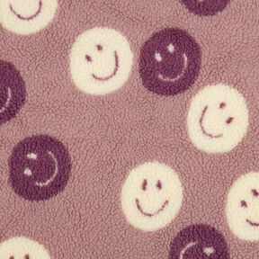 Teddy Fur smilies | Poppy Fabrics – dark dusky pink/offwhite, 