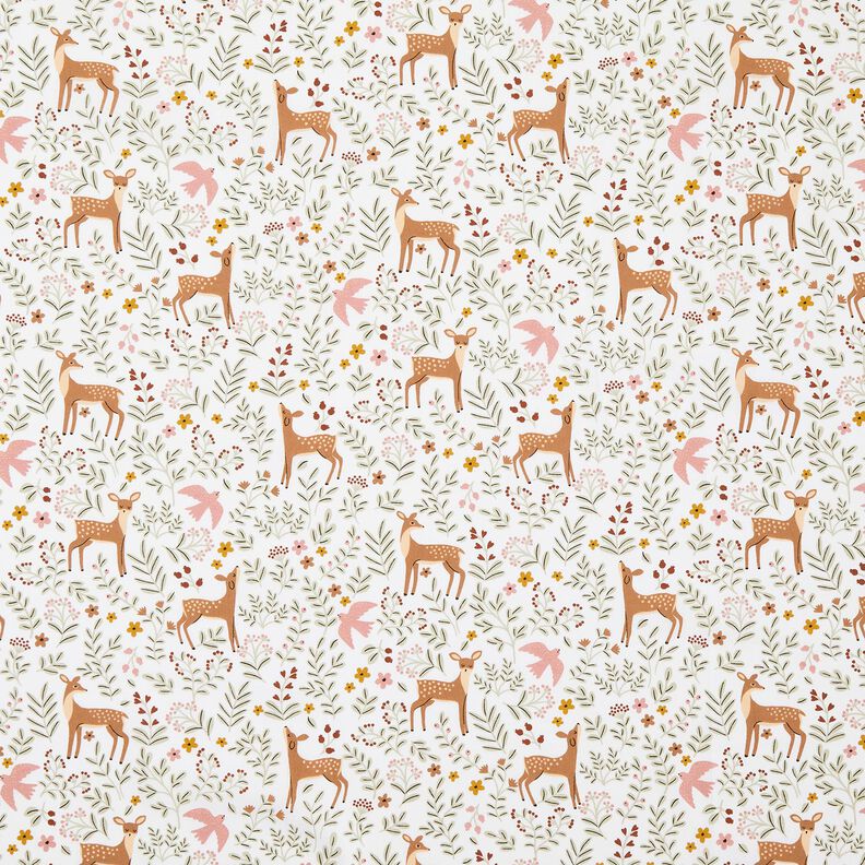 Cotton Poplin deer in the meadow – offwhite,  image number 1
