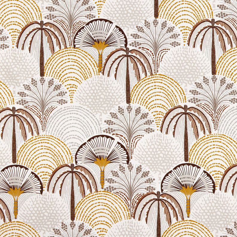 Decor Fabric Cotton Twill abstract palm fans – curry yellow/ivory,  image number 1