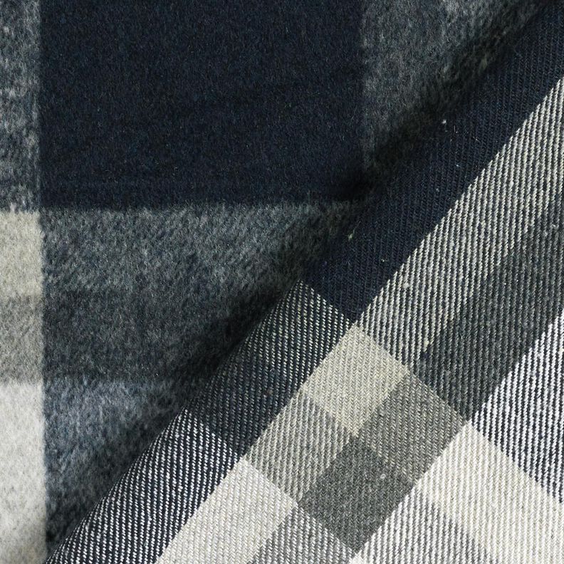 Coat Fabric Large Checks – midnight blue/light grey, image number 4
