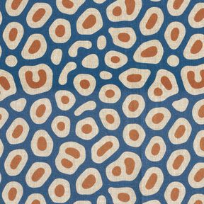 Decor Fabric Half Panama abstract leopard pattern – blue/cashew, 