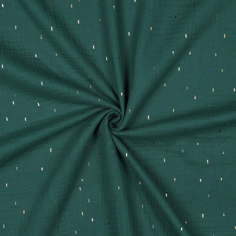 Double Gauze/Muslin Rectangle Foil Print | Poppy Fabrics – blue spruce/metallic gold,  image number 3