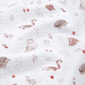 Double Gauze/Muslin Animals in a forest glade – white, 
