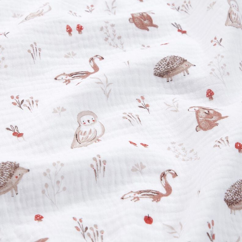 Double Gauze/Muslin Animals in a forest glade – white, image number 2