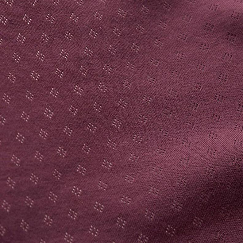 Fine Jersey Knit with Openwork – aubergine,  image number 3