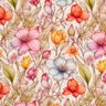Viscose Linen Blend Flowers and climbing roses – natural/fire red,  thumbnail number 1