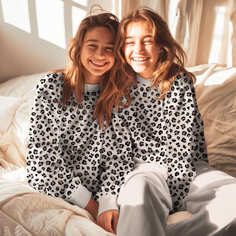 Brushed Sweatshirt Fabric Leopard Print | Poppy Fabrics – cream/anemone, image number 5