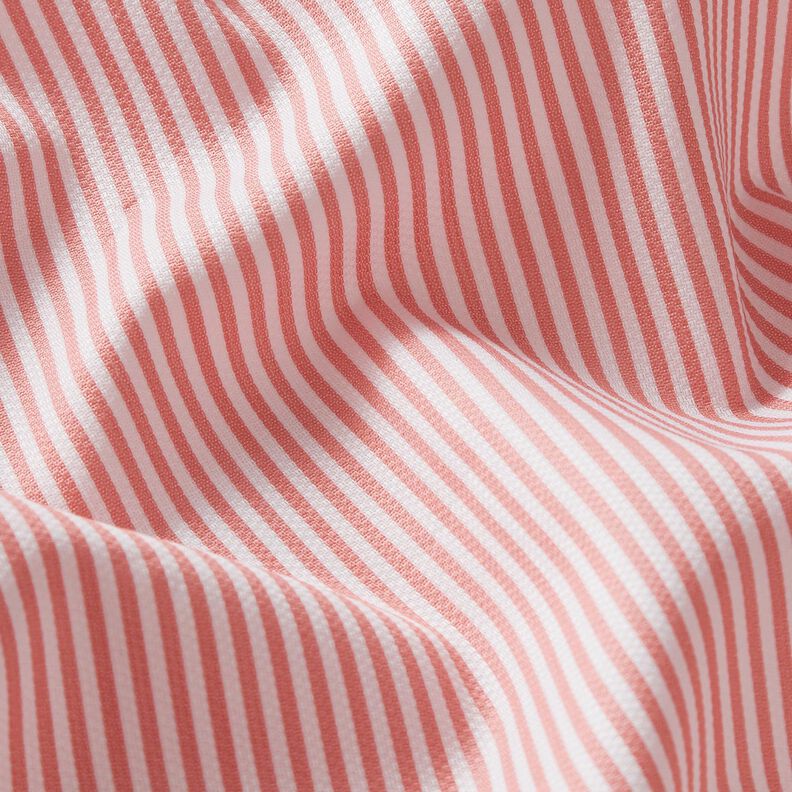 Narrow striped cotton fabric – white/peach orange,  image number 2