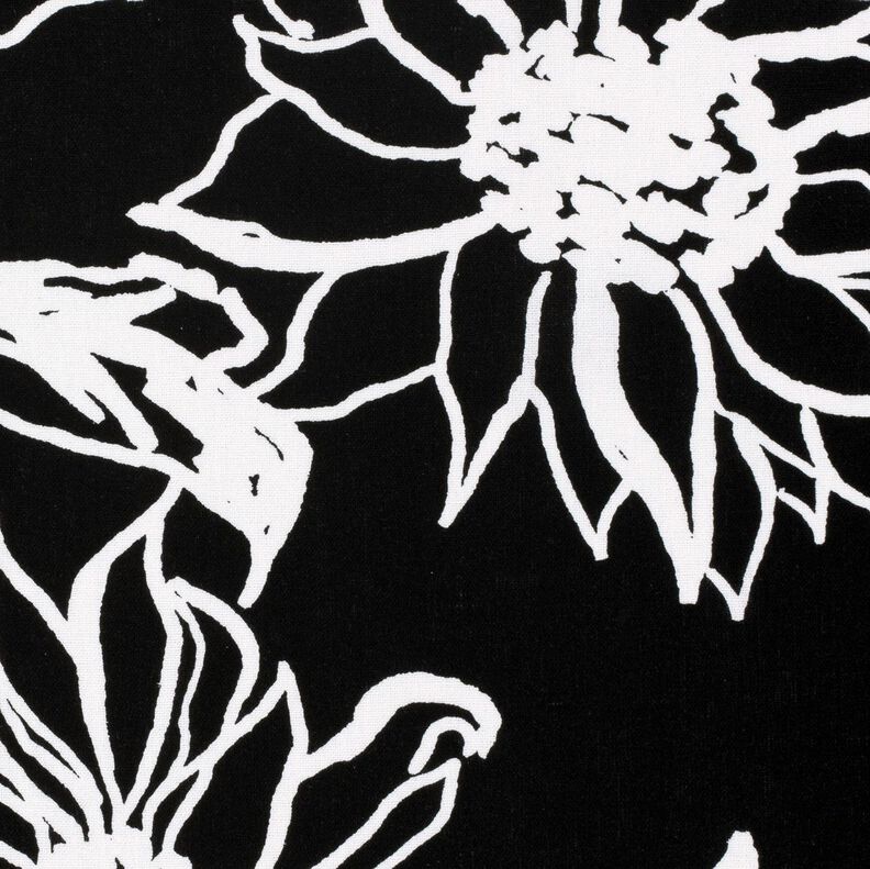 Viscose Linen Blend abstract sunflowers – black/white,  image number 5