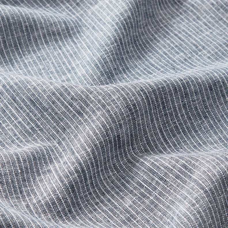 Linen Cotton Blend Narrow Stripes – midnight blue/white,  image number 2