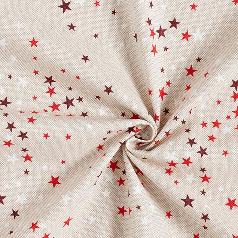 Decor Fabric Half Panama Festive Stars – beige/dark red, image number 3