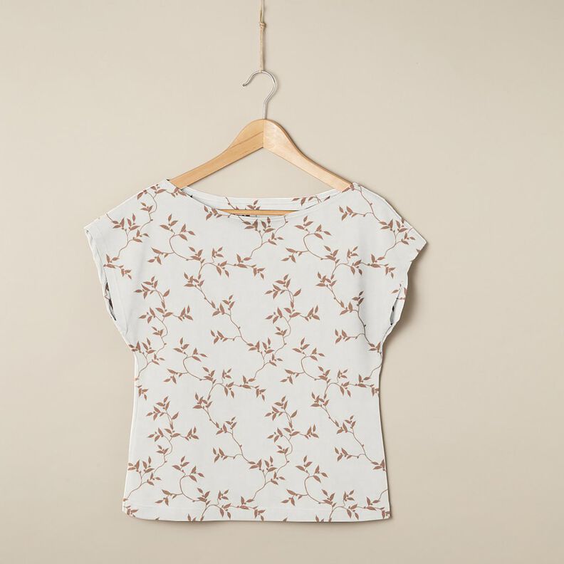 Cotton Jersey Leafy Vines – ivory/light brown, image number 6