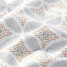 Cotton Poplin floral circles – white/green, 