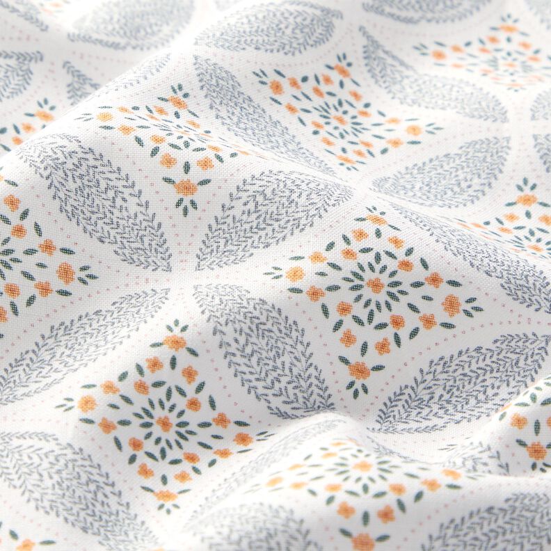 Cotton Poplin floral circles – white/green,  image number 2