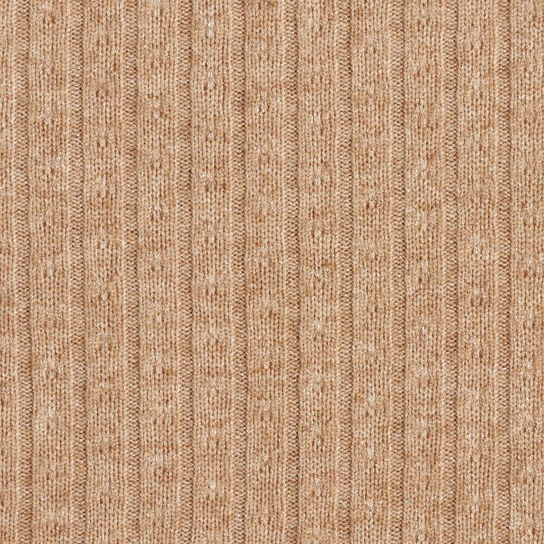 Knit Fabric Ajour elegant glitter stripes – light brown,  image number 1