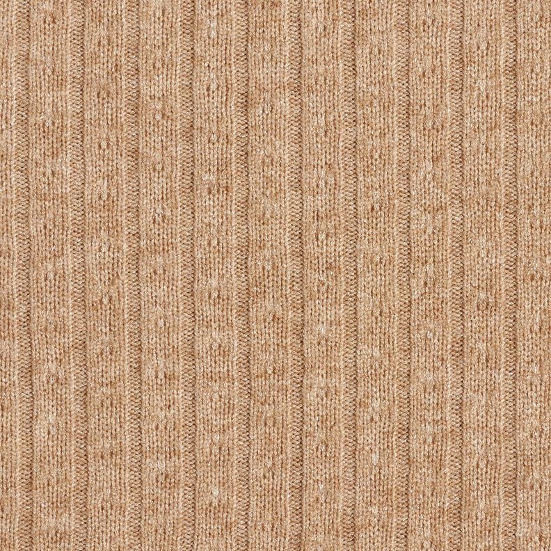 Knit Fabric Ajour elegant glitter stripes – light brown, image number 1
