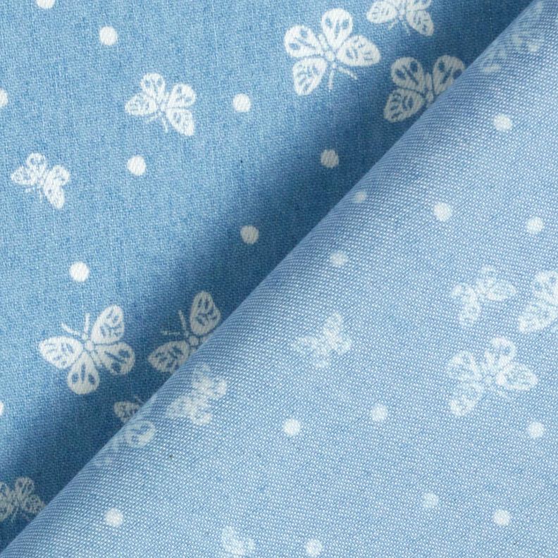 Chambray Dots and butterflies – light blue/offwhite,  image number 4