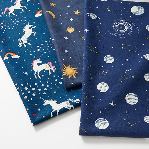 Decor Fabric Glow in the dark night sky – gold/navy blue,  image number 6