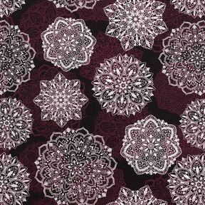 Cotton Jersey Mandalas | Glitzerpüppi – merlot/silver grey, 