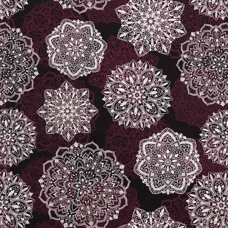 Cotton Jersey Mandalas | Glitzerpüppi – merlot/silver grey,  image number 2
