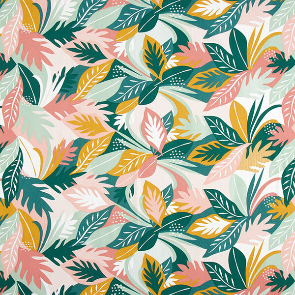 Decor Fabric Cotton Twill leaf sketches – pink/dark green,  image number 1