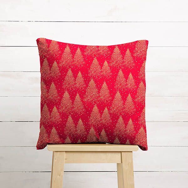 Cotton Poplin Gold Dust Fir Trees – red/gold, image number 8