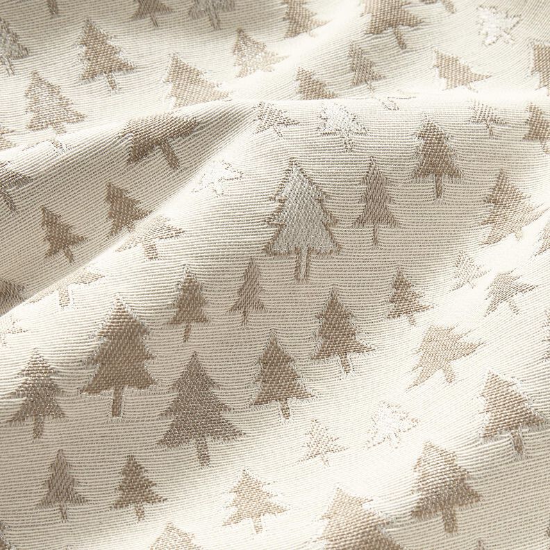 Decor Fabric Jacquard glittering fir trees – beige/silver,  image number 2