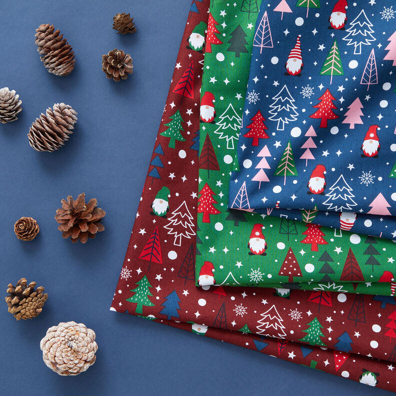 Cotton Poplin Gnomes and fir trees – blue, image number 5