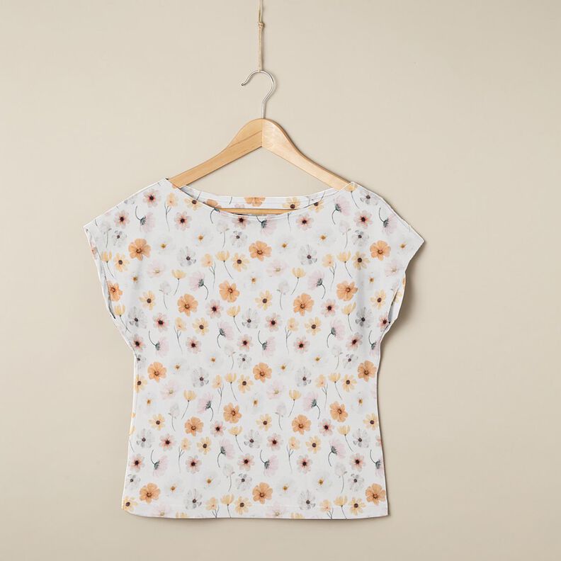 GOTS Cotton Jersey Flower Meadow Digital Print – beige, image number 5