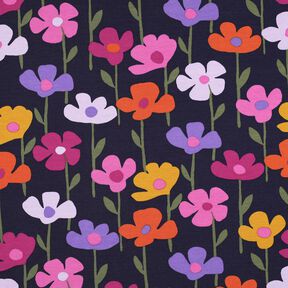 French Terry colourful flowers | Poppy Fabrics – navy blue, 
