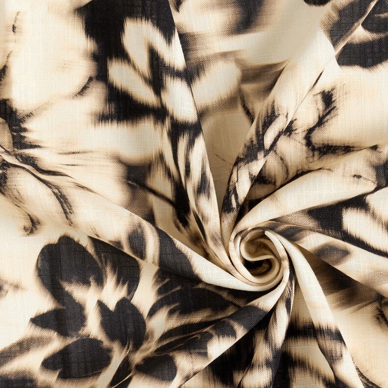 Viscose Linen Blend blurred flowers digital print – light beige/black,  image number 3