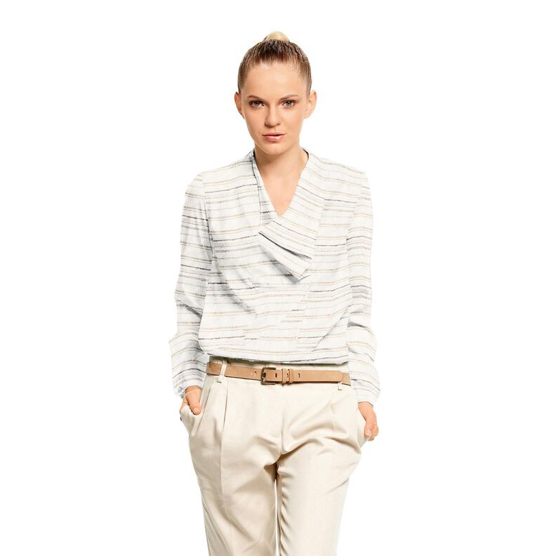 Irregular stripes blouse fabric – white,  image number 5