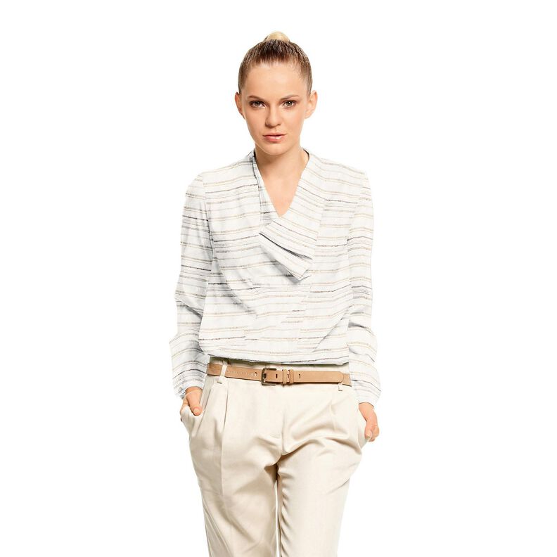 Irregular stripes blouse fabric – white, image number 5