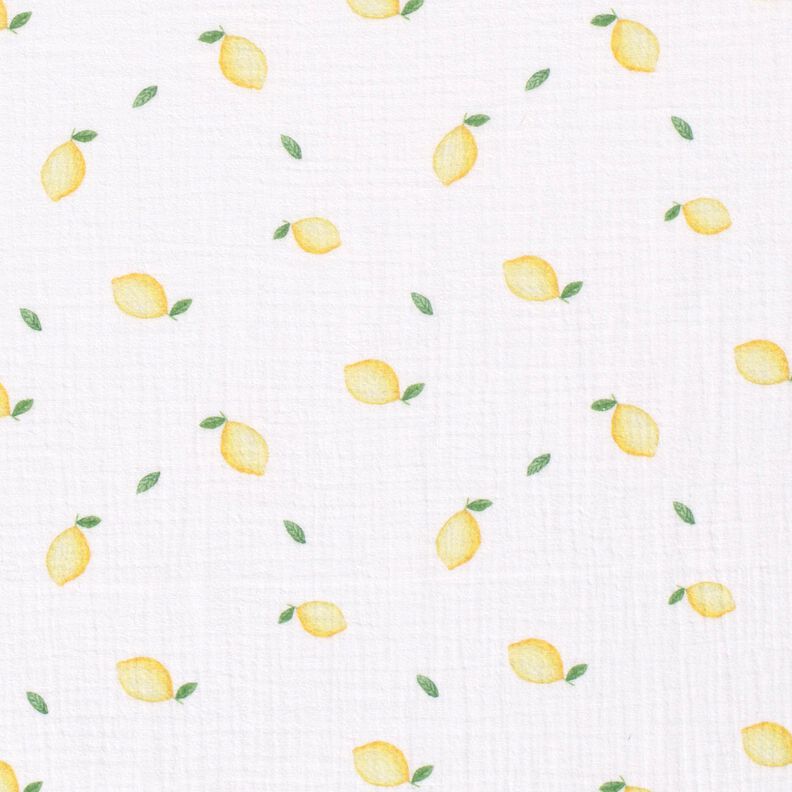 Double Gauze/Muslin watercolour lemons Digital Print – white,  image number 1