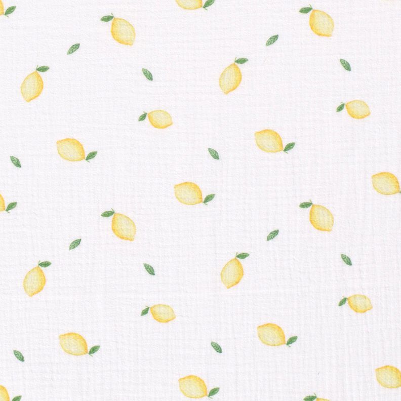 Double Gauze/Muslin watercolour lemons Digital Print – white,  image number 1
