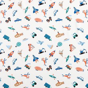 Cotton Poplin lots of vehicles – offwhite, 