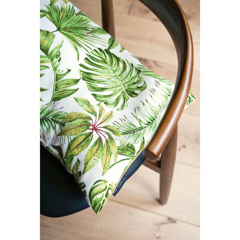 Decor Fabric Half Panama exotic leaves – green/white,  image number 3