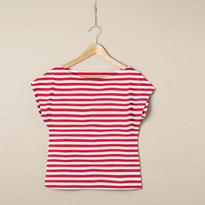 Cotton Jersey Wide Stripes – red/white,  image number 6