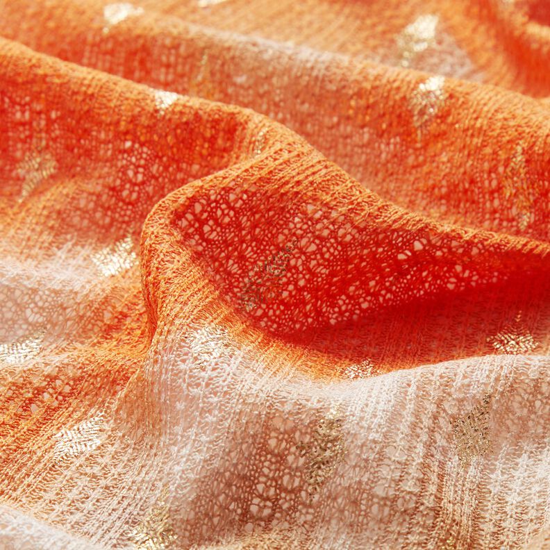 Batik and gold diamonds knitted lace – beige/peach orange,  image number 2