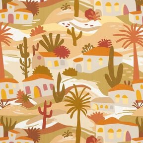 Viscose Poplin Landscape &ndash; almond/yellow olive, 