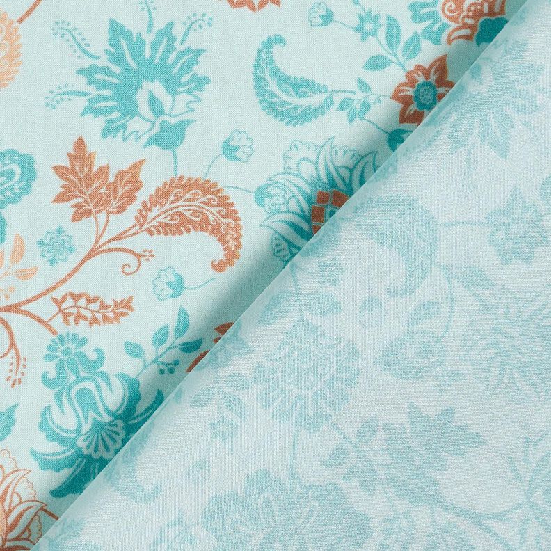 Viscose Voile Paisley floral border design – blue, image number 4
