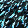 French Terry Love feathers | Glitzerpüppi – black/aqua blue,  thumbnail number 2