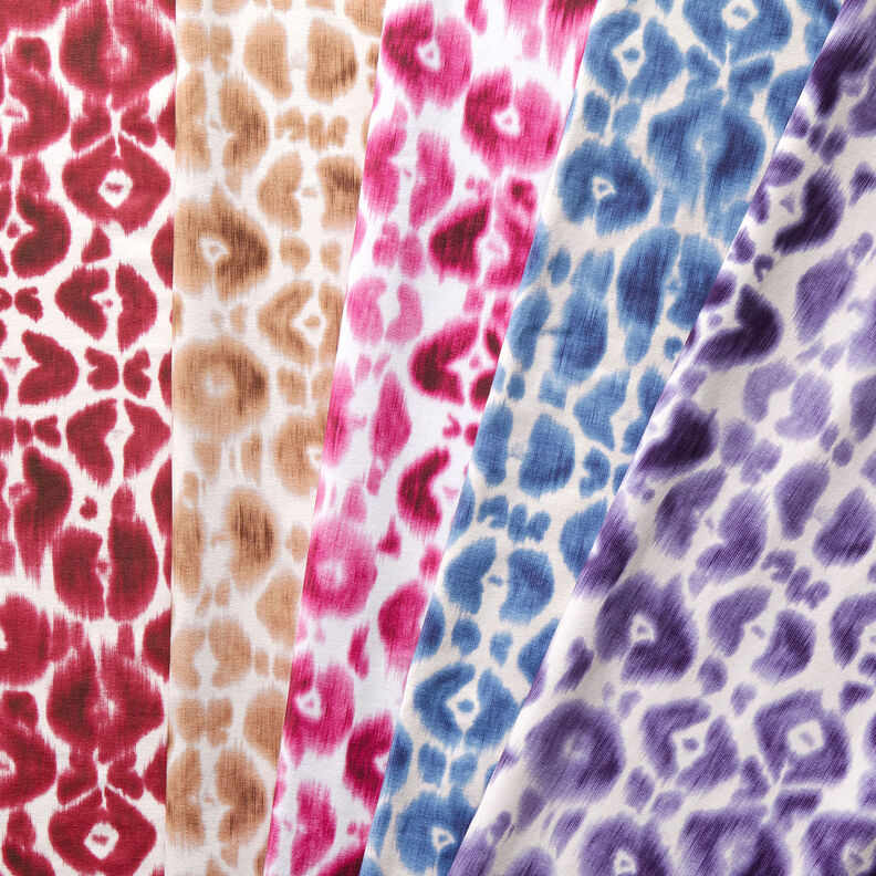 GOTS French terry batik leopard print | TCC x LOOKS by Wolfgang Joop – purple/white,  image number 7