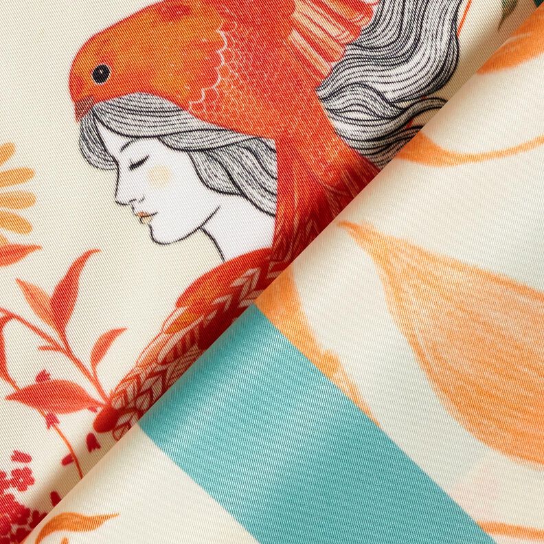 Satin panel birds and fairies | Katia Fabrics – aqua blue/cream,  image number 4
