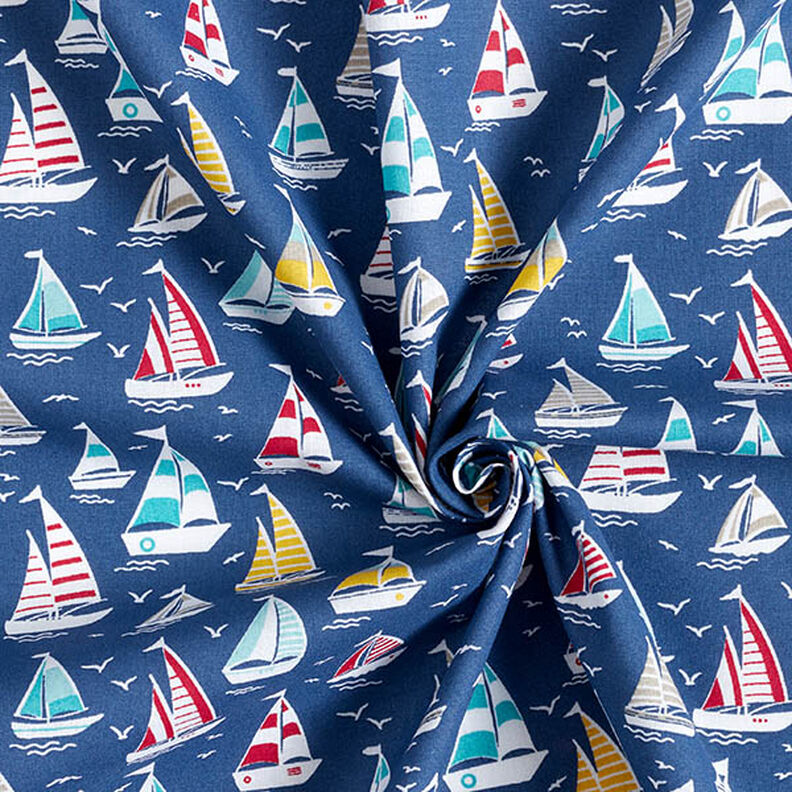 Cotton Cretonne sailing trip – ocean blue/white,  image number 3