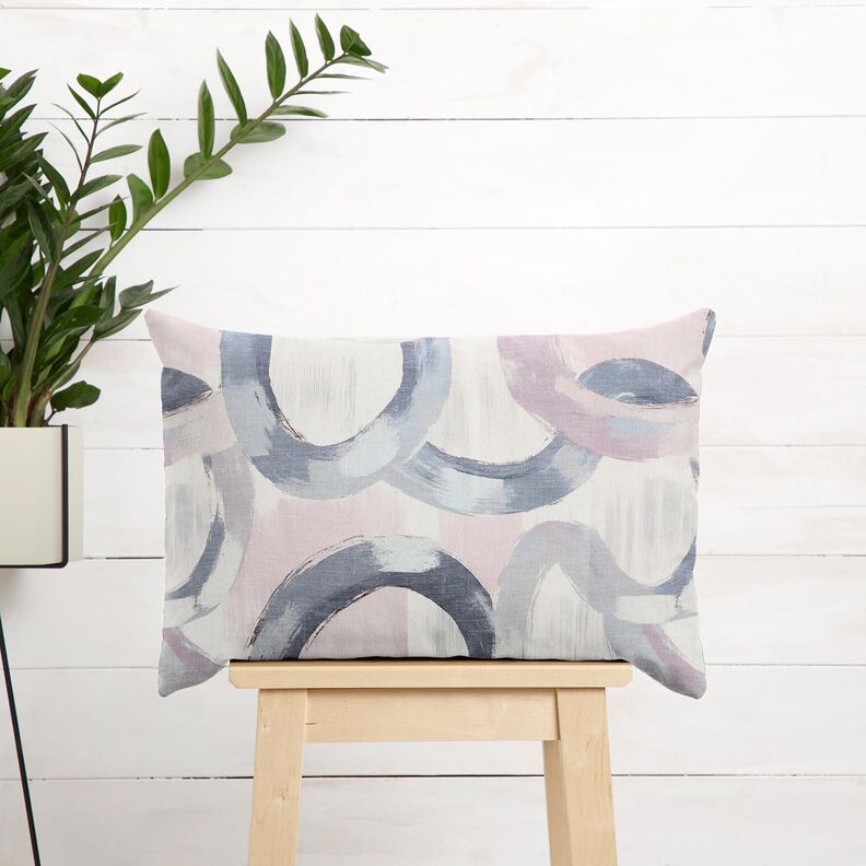 Decor Fabric Half Panama abstract rings – pastel mauve/blue, image number 7