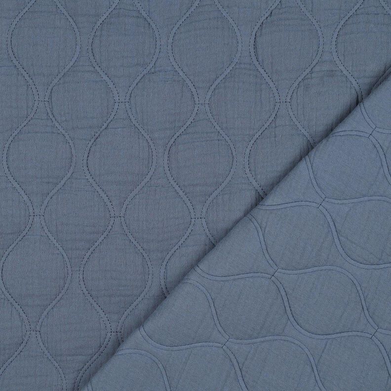Quilted Fabric Muslin waves – blue grey, image number 4