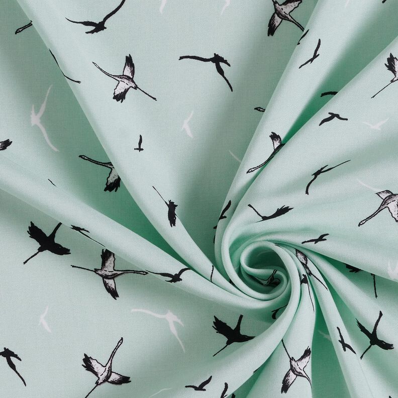 Cranes bamboo fabric – pale mint,  image number 3