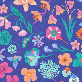Cotton Poplin Meadow Flower Digital Print | Nerida Hansen – royal blue/light turquoise, 